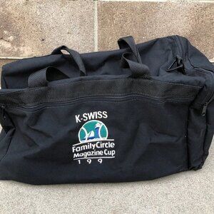 Vintage K-SWISS Family Circle Magazine Cup 199 Duffle Weekender Bag Black Retro​